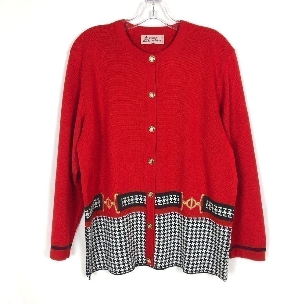 Giulio Saletta red holiday cardigan sweater